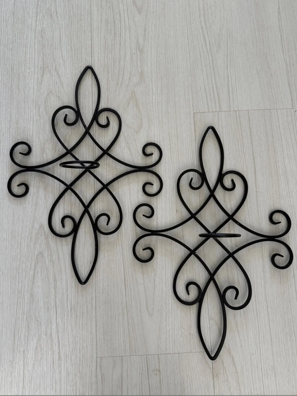 Decorative Black Metal Wall Scroll Pair - Elegant Home Wall Decor